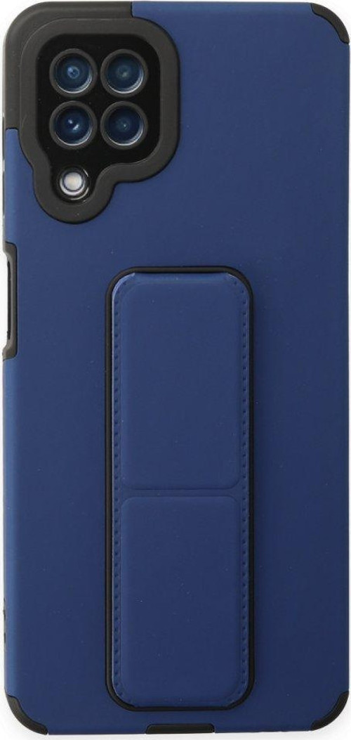 Samsung Galaxy M22 Kılıf Mega Standlı Silikon - Mavi