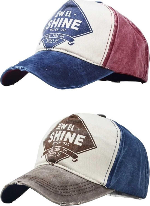 Unisex Eskitme Jewel Shine Ayarlanabilir Beyzbol Kep Şapka Baseball Şapka 2'Li Set Lacivert - Kahverengi