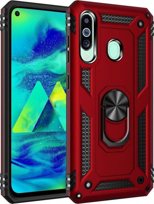 Samsung Galaxy A60 Kılıf Sofya Yüzüklü Silikon Kapak - Kırmızı