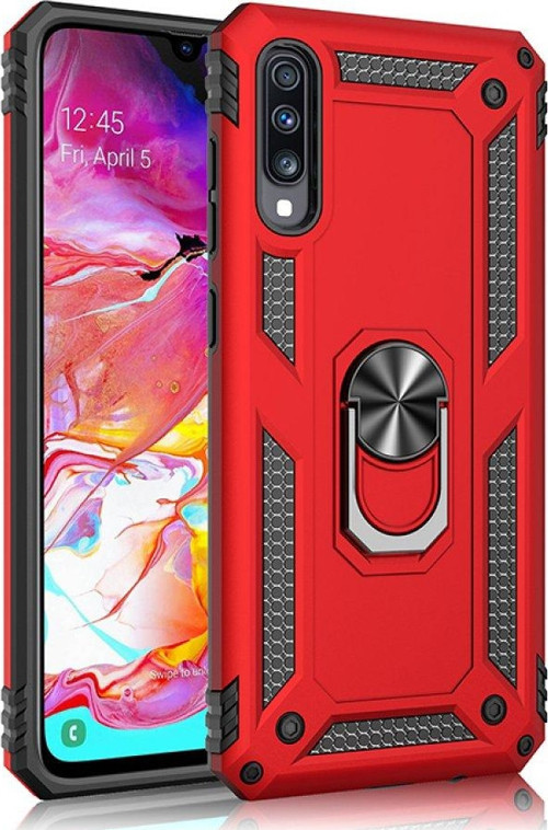 Samsung Galaxy A70 Kılıf Sofya Yüzüklü Silikon Kapak - Kırmızı