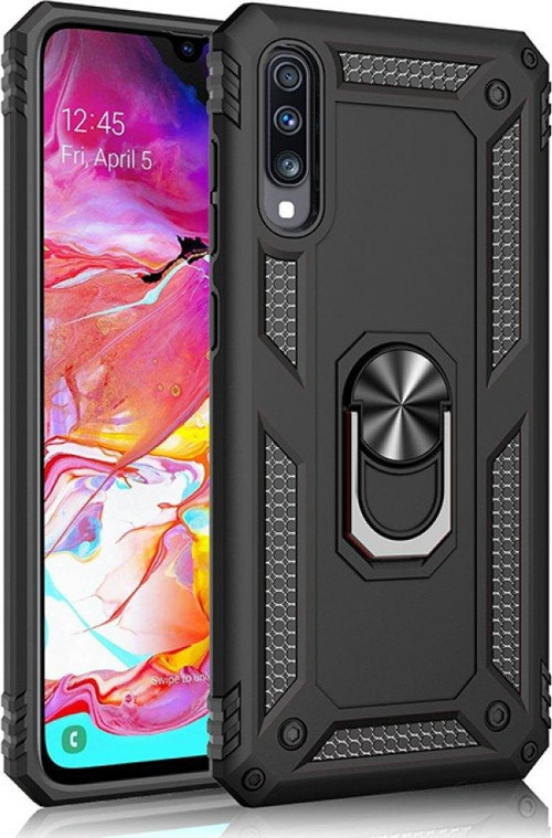 Samsung Galaxy A70 Kılıf Sofya Yüzüklü Silikon Kapak - Siyah
