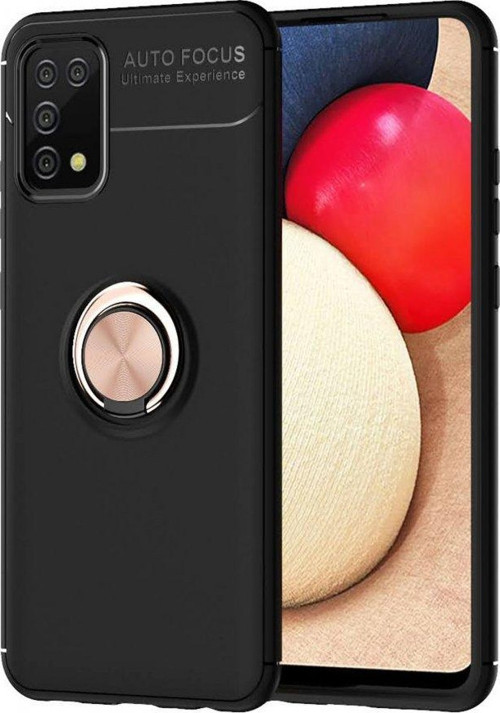 Samsung Galaxy A31 Kılıf Range Yüzüklü Silikon - Siyah-Gold