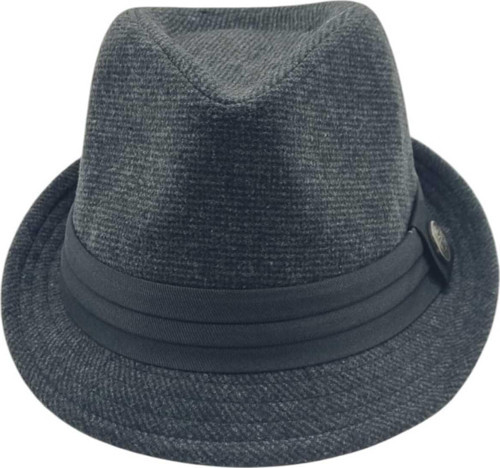 Kadın Lüks Trilby Desenli Kaşe Fötr Şapka Koyu Füme