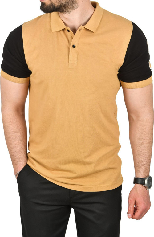Erkek Camel Dar Kesim Pamuklu Polo Yaka Tişört Slim Fit Nefes Alan Kıvrılmaz Polo Yaka Tişört 2503022