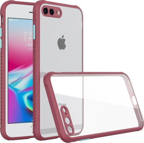 İphone 8 Plus Kılıf Miami Şeffaf Silikon - Fuşya
