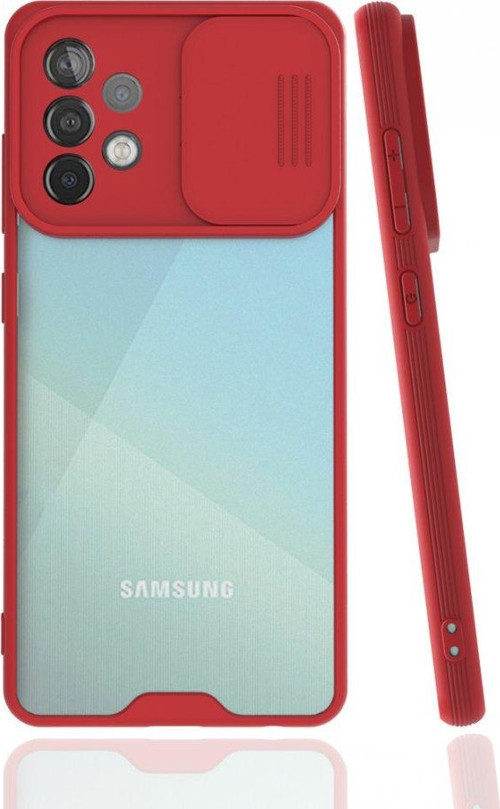 Samsung Galaxy A72 Kılıf Platin Kamera Koruma Silikon - Kırmızı