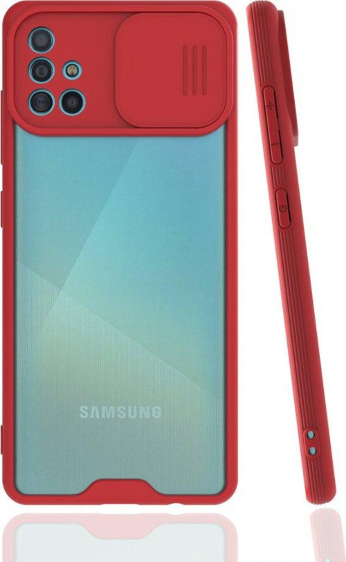 Samsung Galaxy A51 Kılıf Platin Kamera Koruma Silikon - Kırmızı