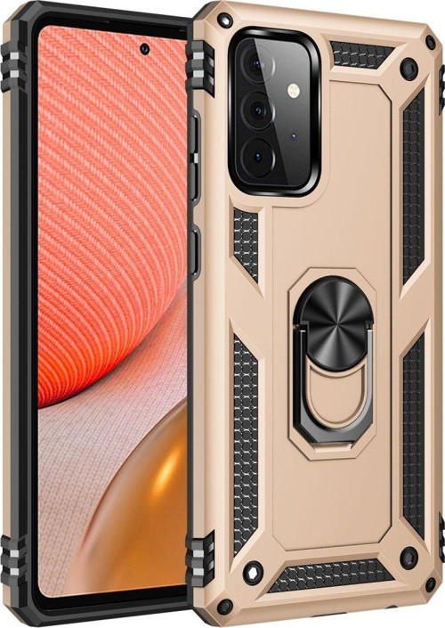 Samsung Galaxy A72 Kılıf Sofya Yüzüklü Silikon Kapak - Gold
