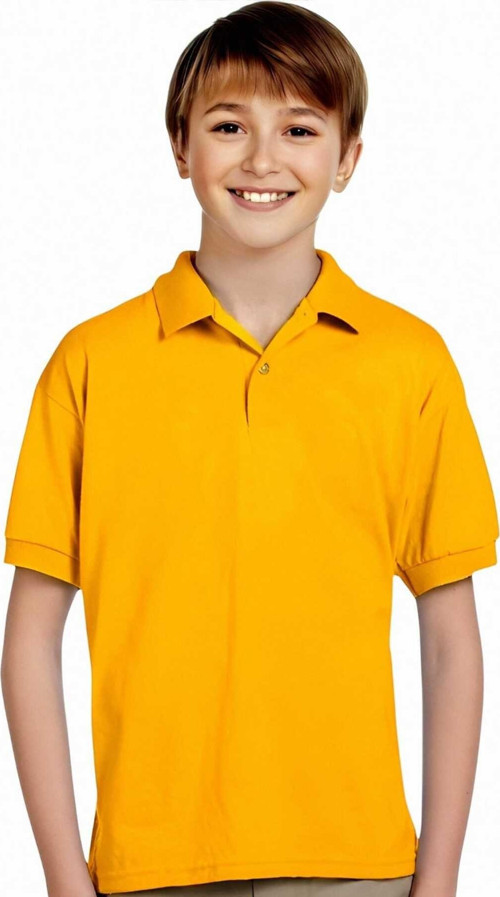 Erkek Çocuk %100 Pamuklu Polo Yaka T-Shirt Günlük Ve Okul Uniforma Okul T-Shirt Sarı 9-10 Yaş