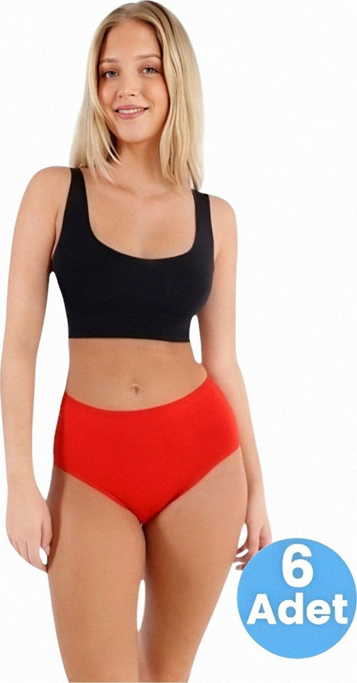 Kadın Pamuklu Penye Süprem Kumaş Bato Külot Kadın Bato Külot 6 Adet Kırmızı 2XL-3XL