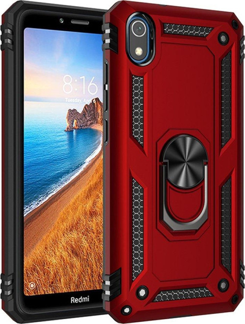 Xiaomi Redmi 7A Kılıf Sofya Yüzüklü Silikon Kapak - Kırmızı