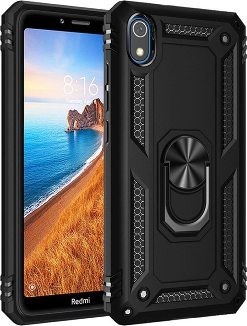 Xiaomi Redmi 7A Kılıf Sofya Yüzüklü Silikon Kapak - Siyah