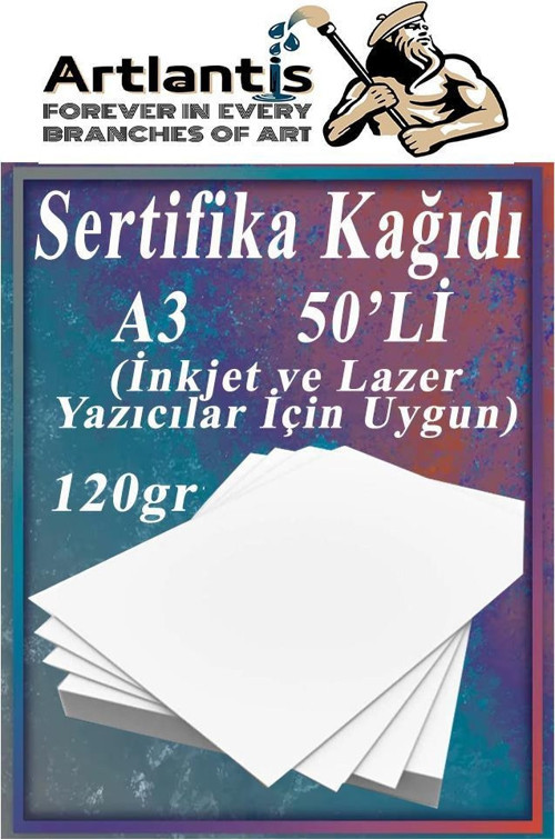 A3 Sertifika Kağıdı Kalın 50 Adet Gramajlı Fotokopi Kağıdı 120 gr Tüm Yazıcılara Uyumlu 29.7x42 cm Kalın Baskı Kağıdı