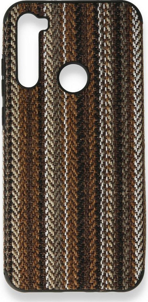 Xiaomi Redmi Note 8T Kılıf Ottoman Kumaş Silikon - Kahve Örgü