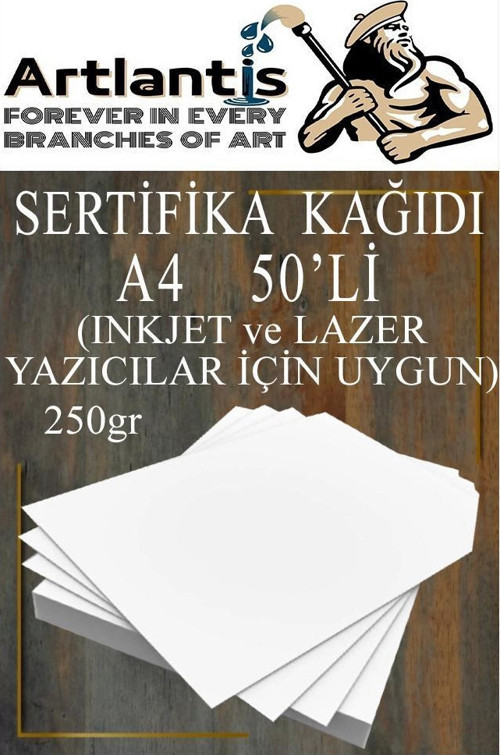 A4 Sertifika Kağıdı Kalın 50 Adet Gramajlı Fotokopi Kağıdı 250 gr Tüm Yazıcılara Uyumlu 21x29.7 cm Kalın Baskı Kağıdı