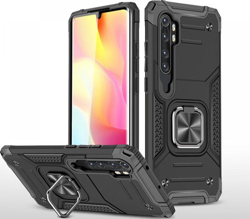 Xiaomi Mi Note 10 Lite Kılıf Zegna Yüzüklü Silikon Kapak - Siyah