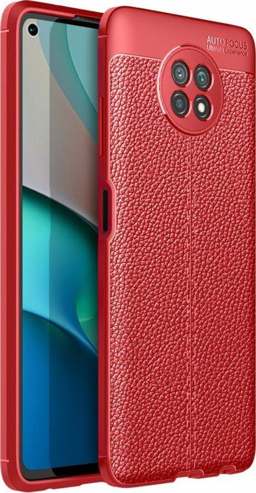 Xiaomi Redmi Note 9 5G Kılıf Focus Derili Silikon - Kırmızı