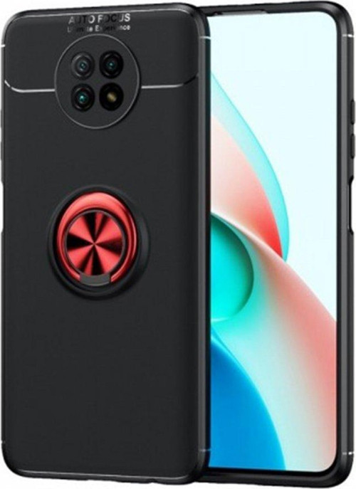 Xiaomi Redmi Note 9 5G Kılıf Range Yüzüklü Silikon - Siyah-Kırmızı