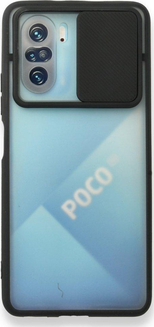Xiaomi Redmi K40 Pro Kılıf Palm Buzlu Kamera Sürgülü Silikon - Siyah