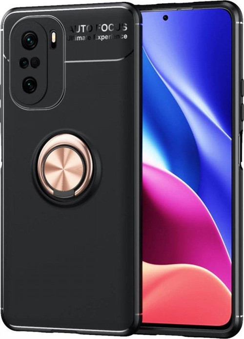 Xiaomi Redmi K40 Pro Kılıf Range Yüzüklü Silikon - Siyah-Gold