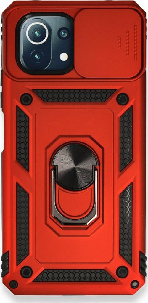 Xiaomi Mi 11 Lite Kılıf Pars Lens Yüzüklü Silikon - Kırmızı
