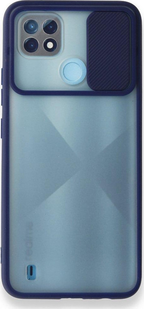 Realme C21 Kılıf Palm Buzlu Kamera Sürgülü Silikon - Lacivert