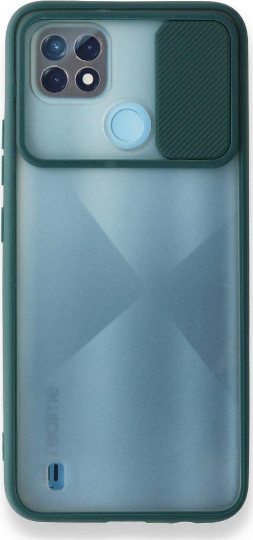 Realme C21 Kılıf Palm Buzlu Kamera Sürgülü Silikon - Yeşil
