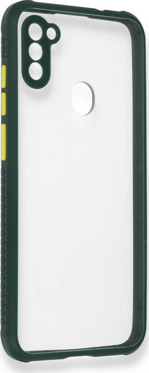 Samsung Galaxy A11 Kılıf Miami Şeffaf Silikon - Koyu Yeşil