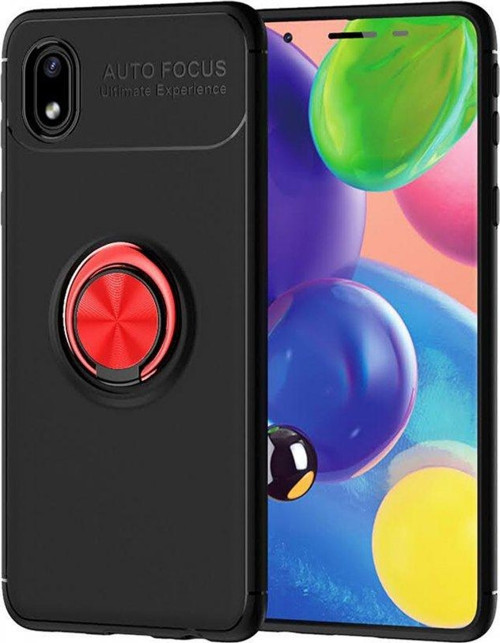 Samsung Galaxy A01 Core Kılıf Range Yüzüklü Silikon - Siyah-Kırmızı