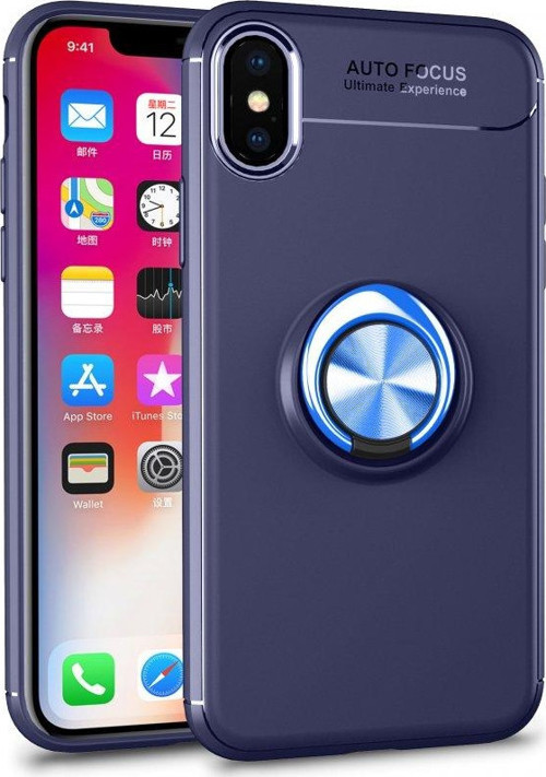 İphone X Kılıf Range Yüzüklü Silikon - Mavi