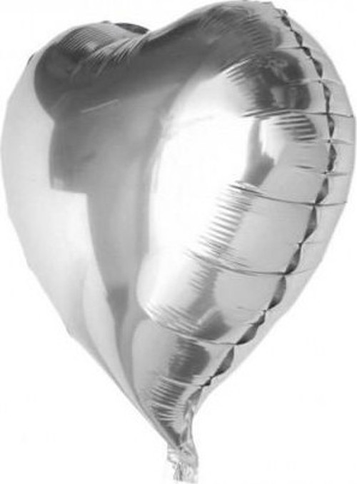 Kalp Balon Folyo Gümüş 60 Cm 24 İnç