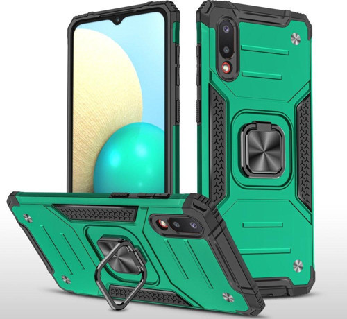 Samsung Galaxy A02 Kılıf Zegna Yüzüklü Silikon Kapak - Koyu Yeşil