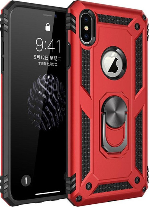 İphone X Kılıf Sofya Yüzüklü Silikon Kapak - Kırmızı