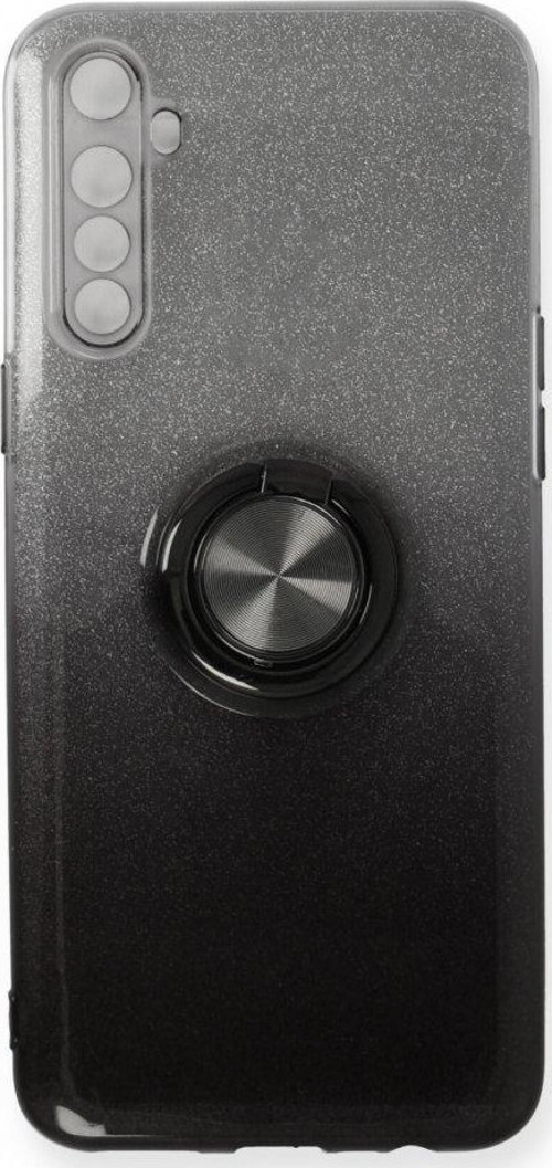 Realme 6 Kılıf Simli Yüzüklü Silikon - Siyah