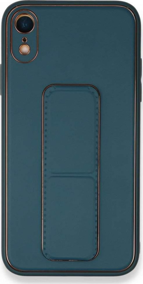 İphone Xr Kılıf Coco Deri Standlı Kapak - Mavi
