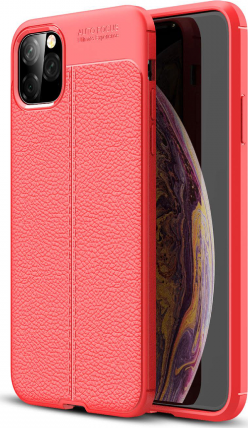 İphone 11 Pro Max Kılıf Focus Derili Silikon - Kırmızı