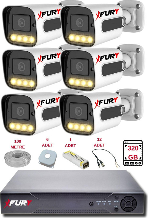 6 Kameralı Set Full HD Gece Renkli Görüş - Cepten İzle - Su Geçirmez Güvenlik Kamerası Seti 320GB