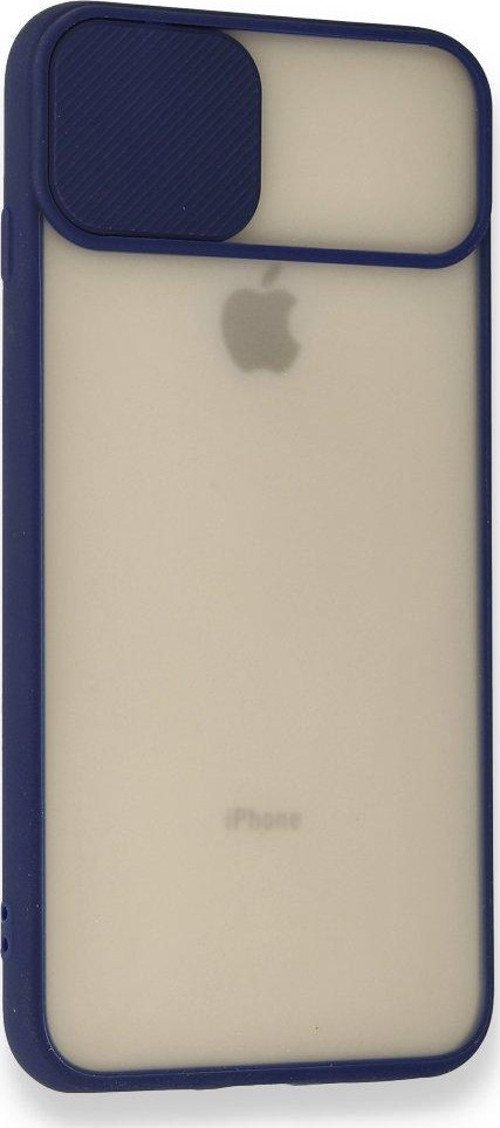 İphone 8 Plus Kılıf Palm Buzlu Kamera Sürgülü Silikon - Lacivert