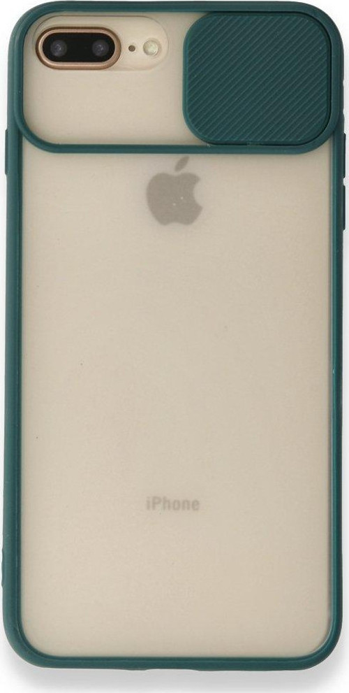 İphone 8 Plus Kılıf Palm Buzlu Kamera Sürgülü Silikon - Yeşil