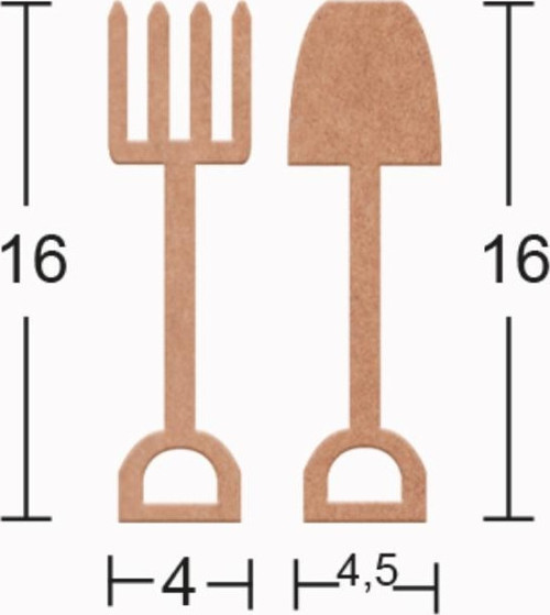 H147 Kürek & Tırmık Biblo, 18Mm Figüratif Ahşap Obje