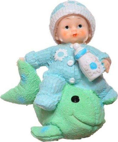 Decotown Hediyelik Sevimli Mavi Bebek Biblo Polyester Süs Eşyası