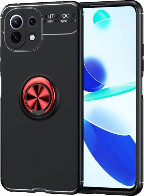 Xiaomi Mi 11 Lite Kılıf Range Yüzüklü Silikon - Siyah-Kırmızı