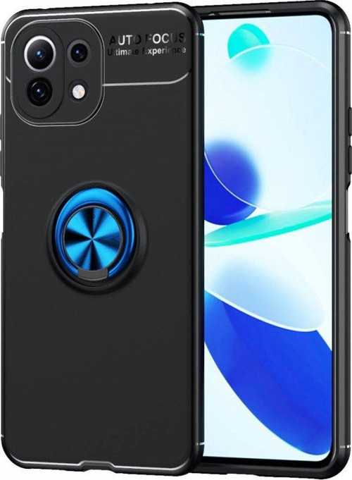 Xiaomi Mi 11 Lite Kılıf Range Yüzüklü Silikon - Siyah-Mavi