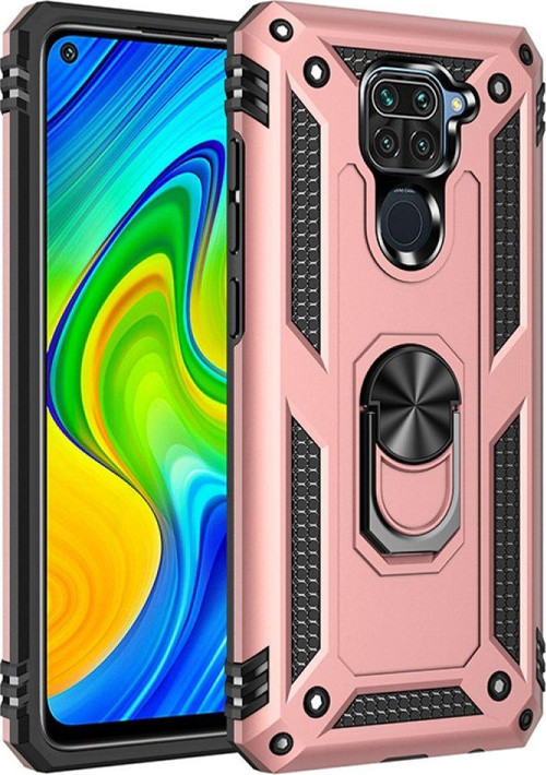 Xiaomi Redmi Note 9 Kılıf Sofya Yüzüklü Silikon Kapak - Rose
