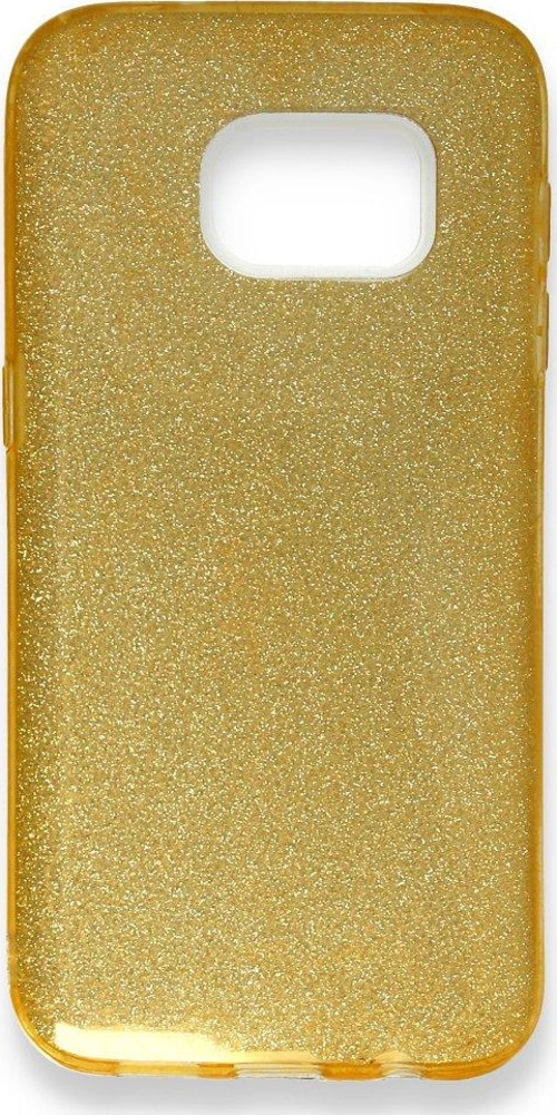 Samsung Galaxy S7 Kılıf Simli Katmanlı Silikon - Gold