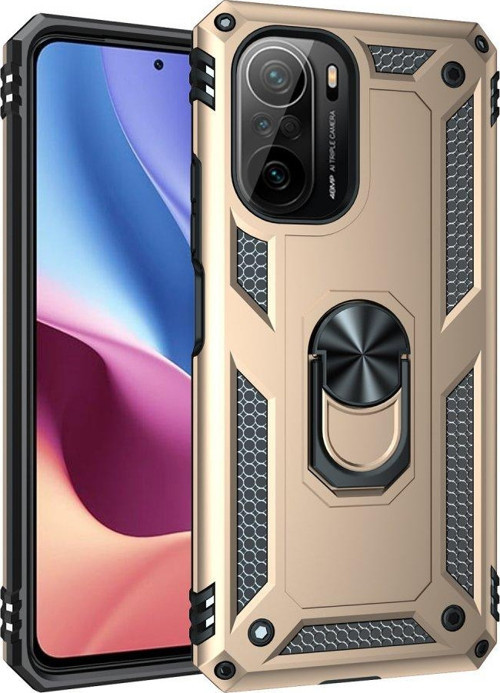Xiaomi Redmi K40 Pro Kılıf Sofya Yüzüklü Silikon Kapak - Gold