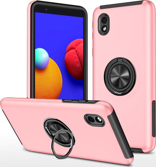 Samsung Galaxy A01 Core Kılıf Elit Yüzüklü Kapak - Pembe