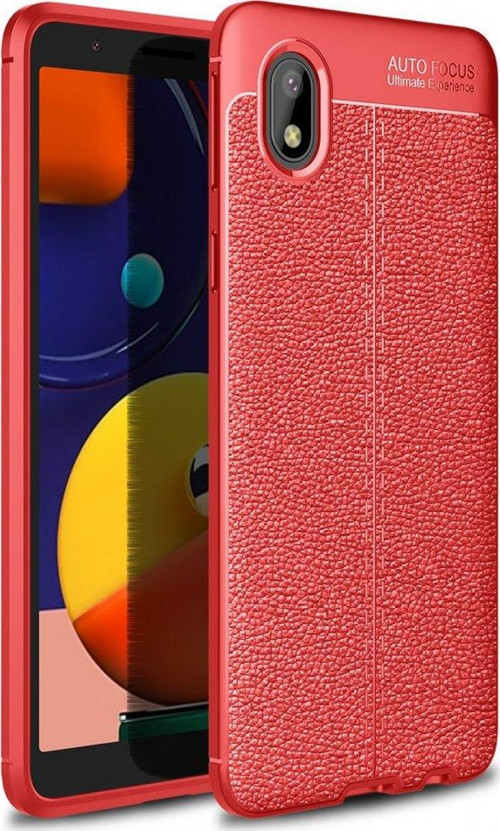 Samsung Galaxy A01 Core Kılıf Focus Derili Silikon - Kırmızı