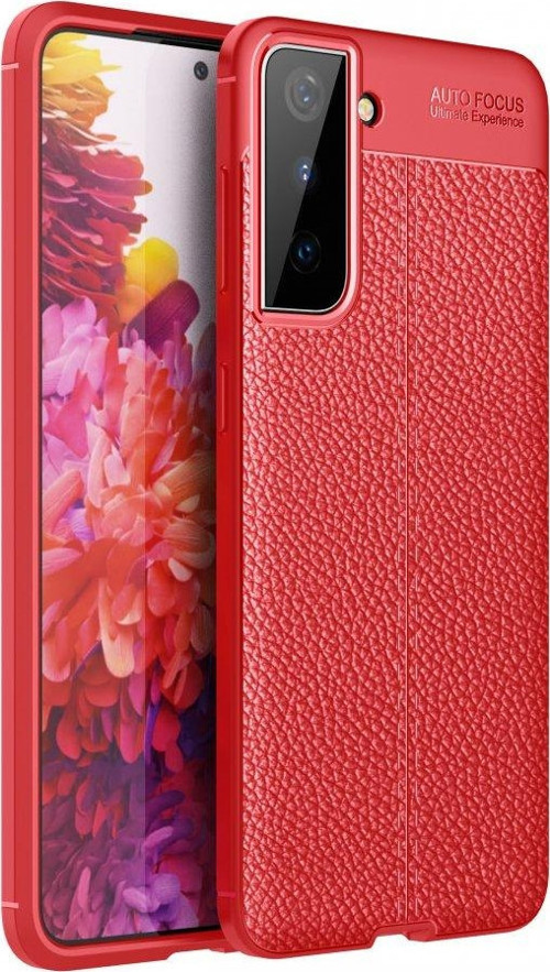 Samsung Galaxy S21 Kılıf Focus Derili Silikon - Kırmızı