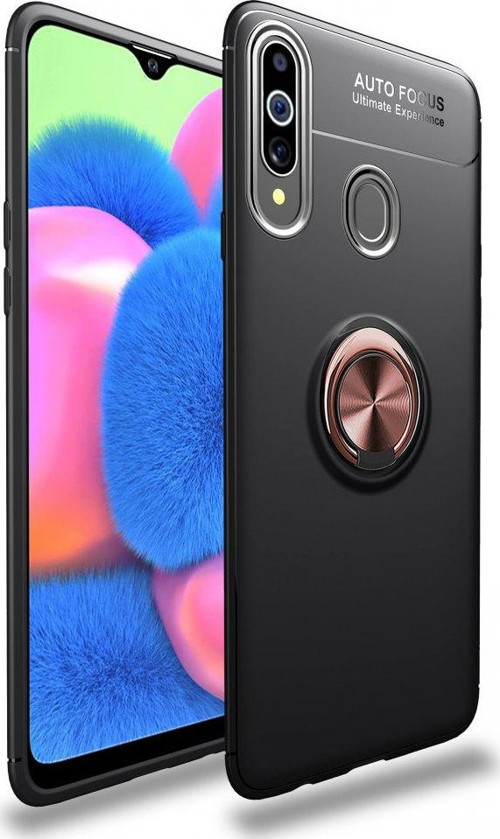 Samsung Galaxy A20S Kılıf Range Yüzüklü Silikon - Siyah-Gold